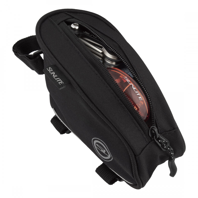 Load image into Gallery viewer, Sunlite Top Tube Bento Black 6.7x2.4x3.9in Velcro Straps
