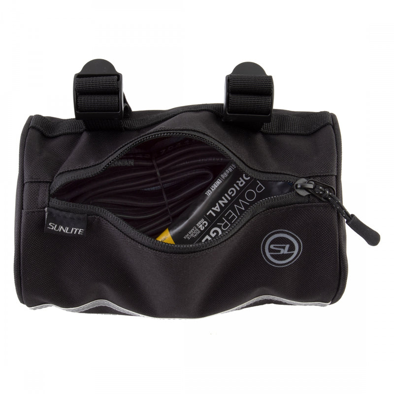 Load image into Gallery viewer, Sunlite Handlebar Roll Bag Black 8.6x4.7x4.7in Velcro Straps
