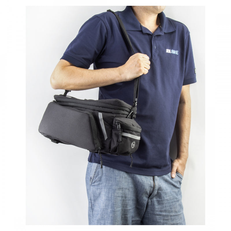 Load image into Gallery viewer, Sunlite RackPack Medium w/Side Pockets Bag Black 12.6x5.5x6.7in Velcro Straps
