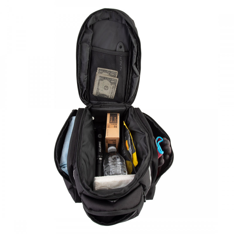 Load image into Gallery viewer, Sunlite RackPack Medium w/Side Pockets Bag Black 12.6x5.5x6.7in Velcro Straps
