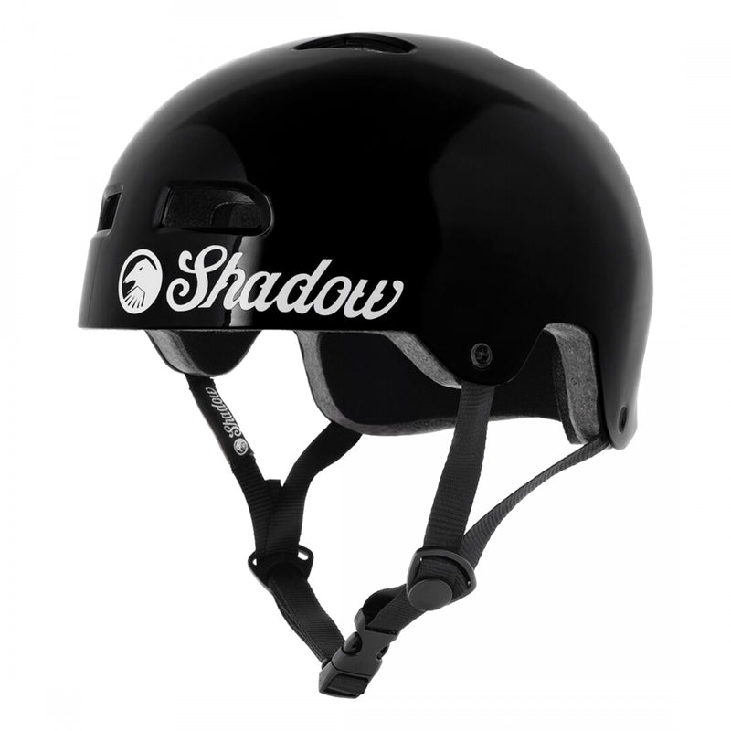 Load image into Gallery viewer, The-Shadow-Conspiracy-Classic-Helmet-Large-X-Large-22inch-to-24inch-(56-61cm)-Half-Face-Adjustable-Fitting-Include-Two-Sets-Of-Padding-Shadow-Crow-Head-Rivetsclassic-Woven-Label-Gloss-Black-HLMT2729-Bicycle-Helmets
