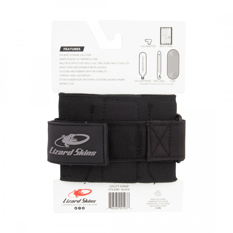Load image into Gallery viewer, Lizard Skins Utility Strap Black Holds Tools Tubes CO2 4oz Neoprene Metal Buckle
