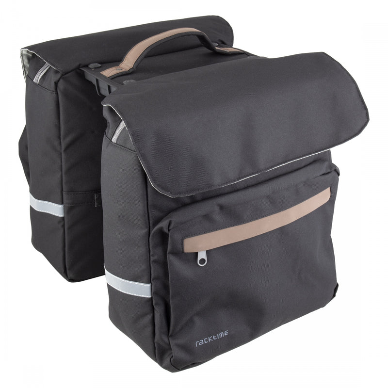 Load image into Gallery viewer, Racktime Ture 2.0 Pannier Bag Black 12.2x14.2x5.1in (x2) SnapIt 2.0

