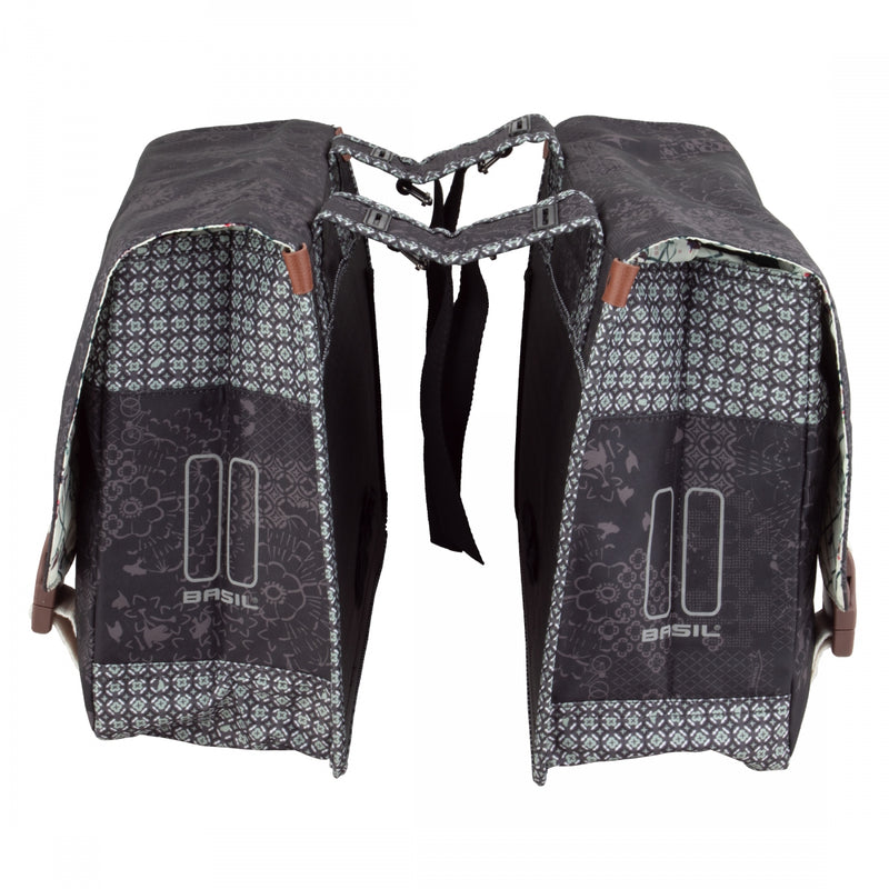 Load image into Gallery viewer, 2 Pack Basil Boheme Double Pannier Bag Charcoal Grey 14.6x5.9x14.6` Straps / UBS
