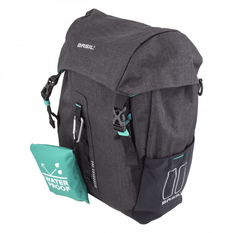 Load image into Gallery viewer, Pack of 2 Basil Discovery 365D Single Pannier Bag Black 11.8x5.5x12.2` Hook-on
