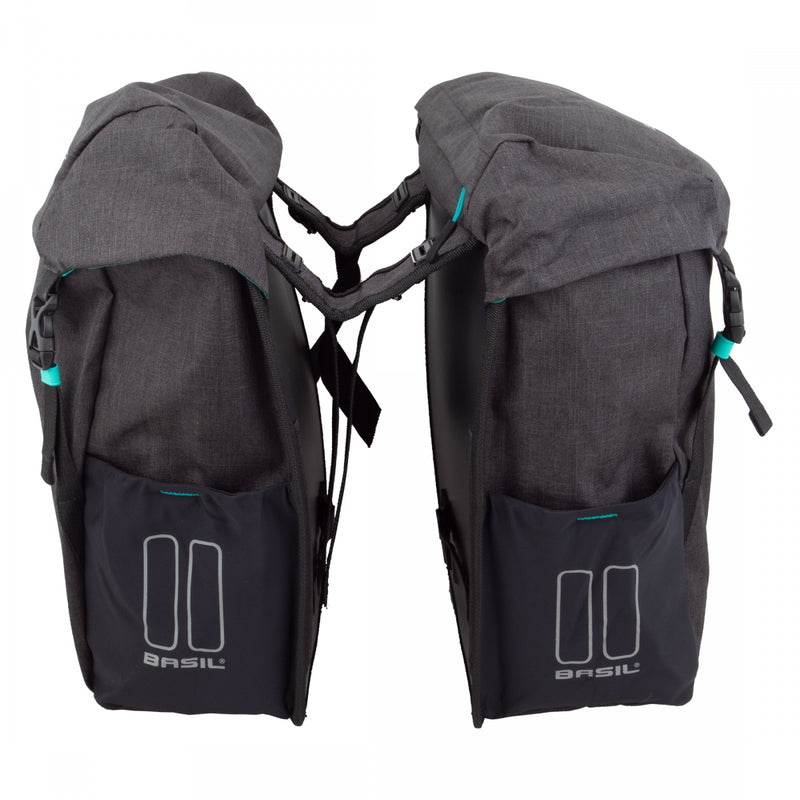 Load image into Gallery viewer, Basil Discovery 365D Double Pannier Bag Black 11.8x5.9x12.2in UBS / Straps
