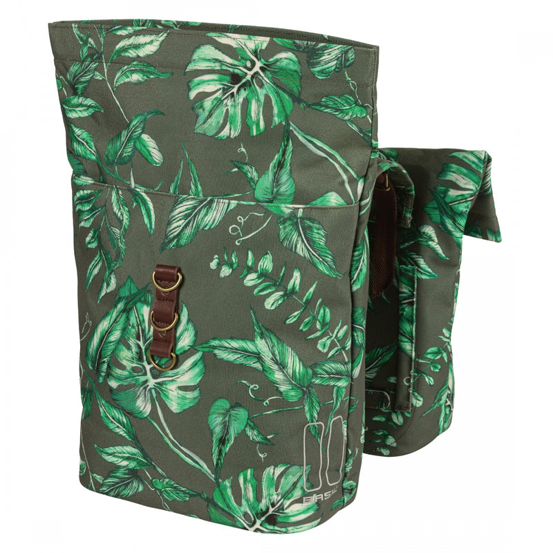 Load image into Gallery viewer, Pack of 2 Basil Ever-Green Double Pannier Bag Green 11x6.3x13.8` UBS / Straps
