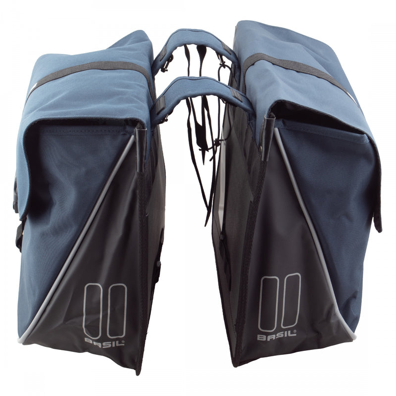 Load image into Gallery viewer, Pack of 2 Basil Forte Double Pannier Bag Blue/Black 16.2x5.9x13.4` UBS / Straps
