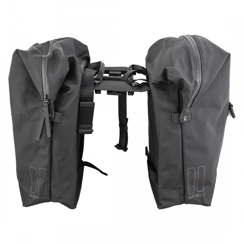 Load image into Gallery viewer, Pack of 2 Basil SoHo Nordlicht Double Pannier Bag Black 12.2x5.1x14.6` MIK
