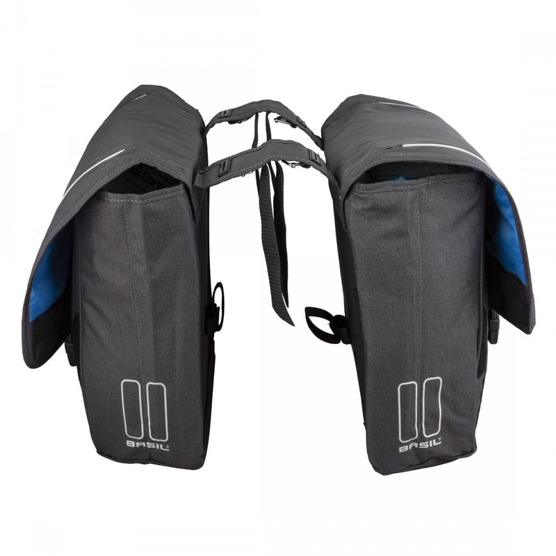 Load image into Gallery viewer, Basil Sport Design Double Pannier Bag Grey 13.8x5.9x17in UBS / Straps
