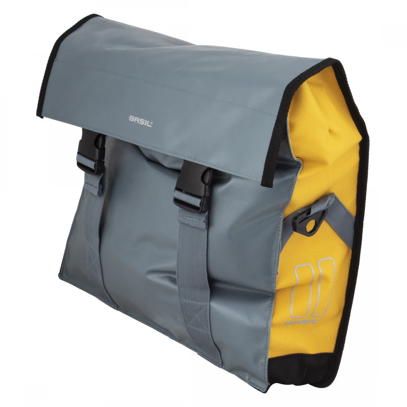 Load image into Gallery viewer, Basil Urban Load Messenger Pannier Bag Grey/Gold 15x4.3x17in Hook-On
