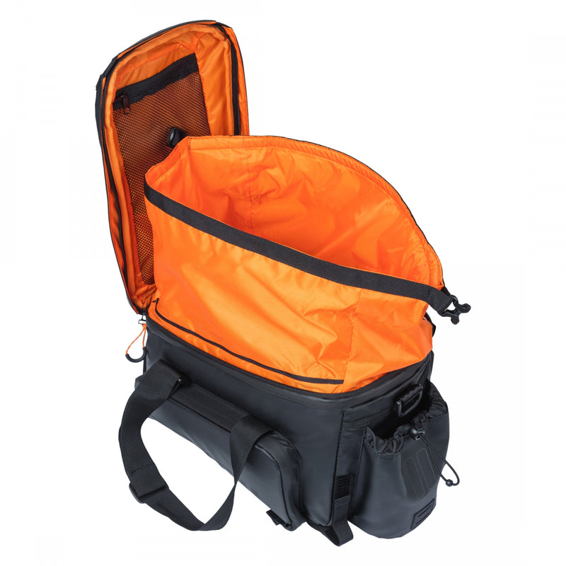Load image into Gallery viewer, Basil Miles Tarpaulin Trunk Bag XL Pro Black/Orange Velcro Straps
