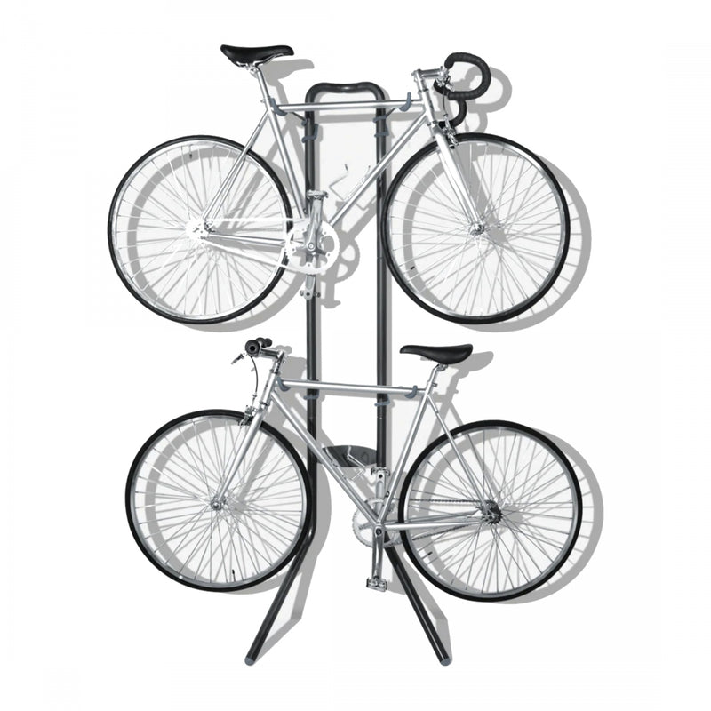 Load image into Gallery viewer, Delta Two Bike Gravity Stand: Holds Two Bikes Silver Powder Coat Finish
