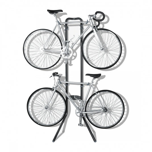Delta Two Bike Gravity Stand: Holds Two Bikes Silver Powder Coat Finish