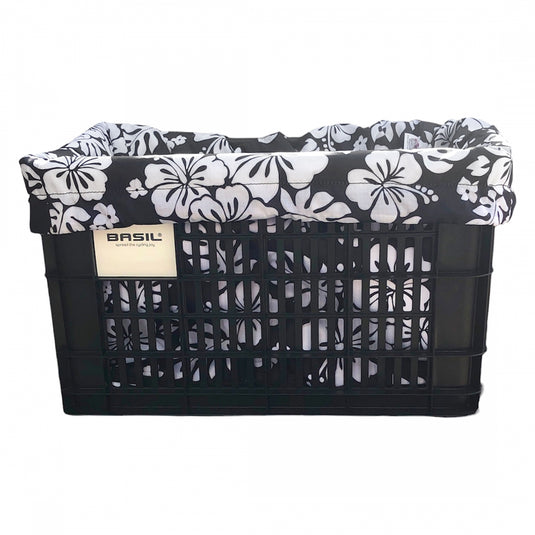 Cruiser Candy Style Up Rear E-Bike Basket Liner Black Hibiscus Medium