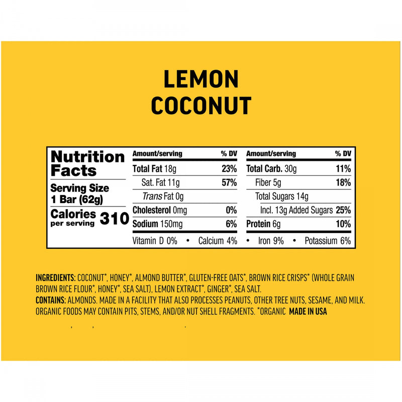 Load image into Gallery viewer, Kates Real Food Energy Bars Energy Lemon Coconut Ginger Box of 12 Yes
