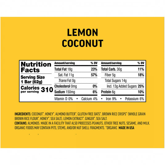 Kates Real Food Energy Bars Energy Lemon Coconut Ginger Box of 12 Yes