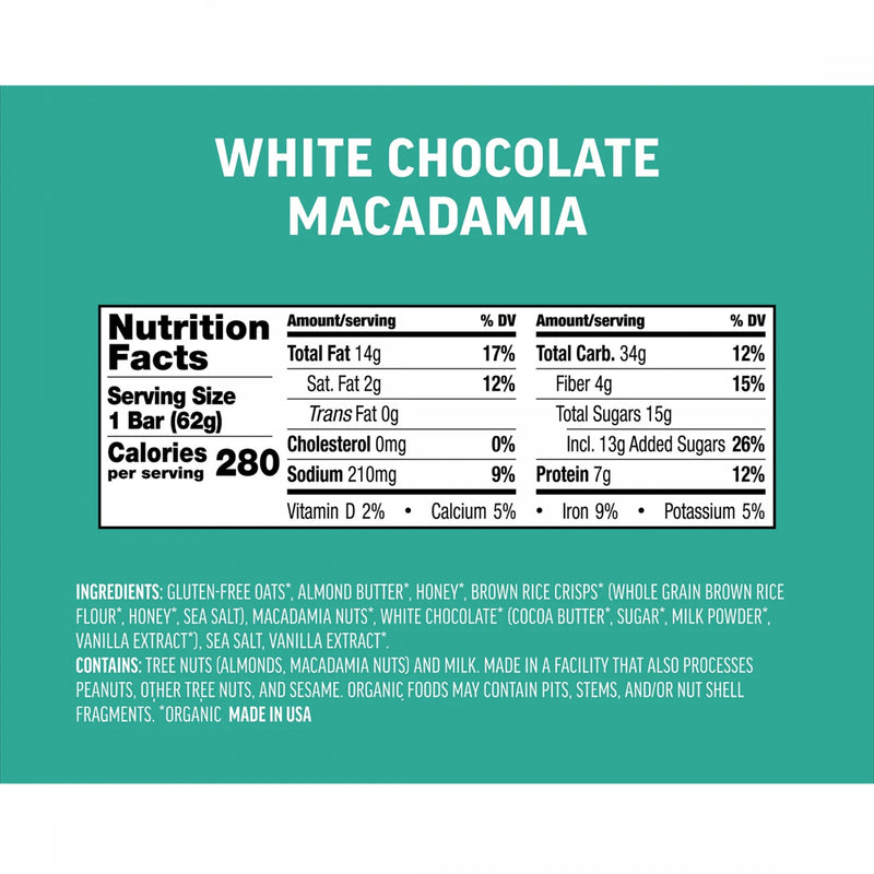 Load image into Gallery viewer, Kates Real Food Energy Bars Energy White Chocolate Macadamia Box of 12 Yes
