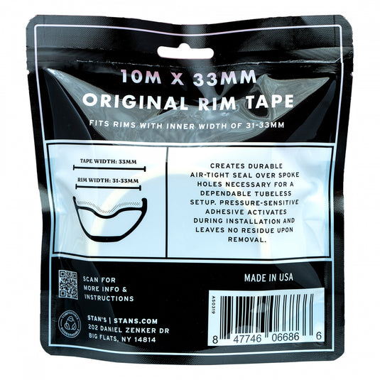 Stan's Original Tubeless Rim Tape, 33mm Width, 10m Roll