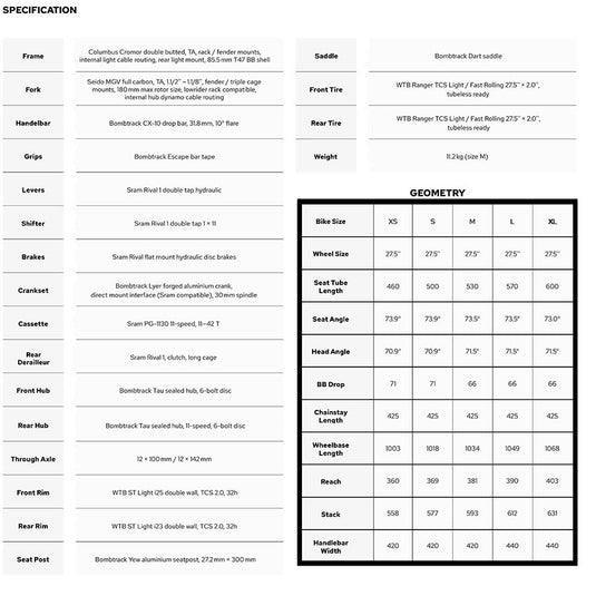 Bombtrack HOOK EXT Road Bicycle, 650B, Matte Turquoise, XL