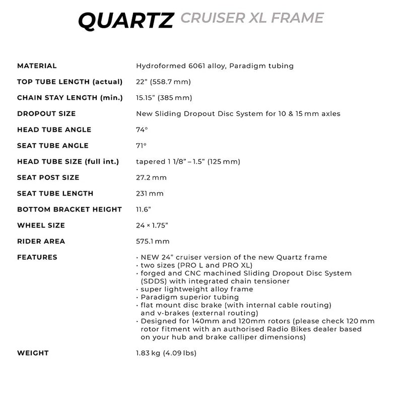 Load image into Gallery viewer, Radio Raceline Quartz Cruiser XL, Black, 22''
