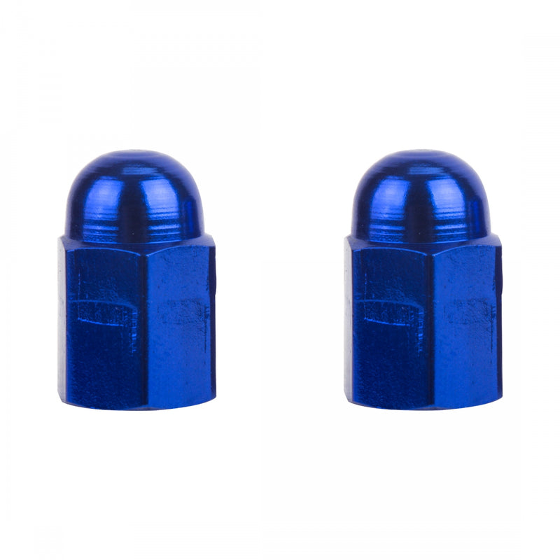 Load image into Gallery viewer, Pack of 2 Trik Topz Valve Caps Hex Dome Blue SV
