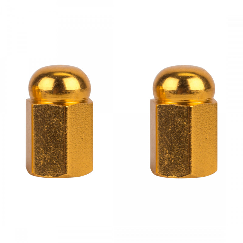 Load image into Gallery viewer, Pack of 2 Trik Topz Valve Caps Hex Dome Gold SV
