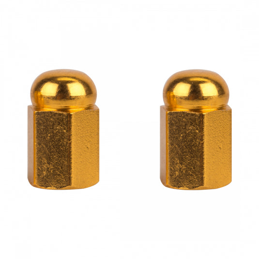Pack of 2 Trik Topz Valve Caps Hex Dome Gold SV