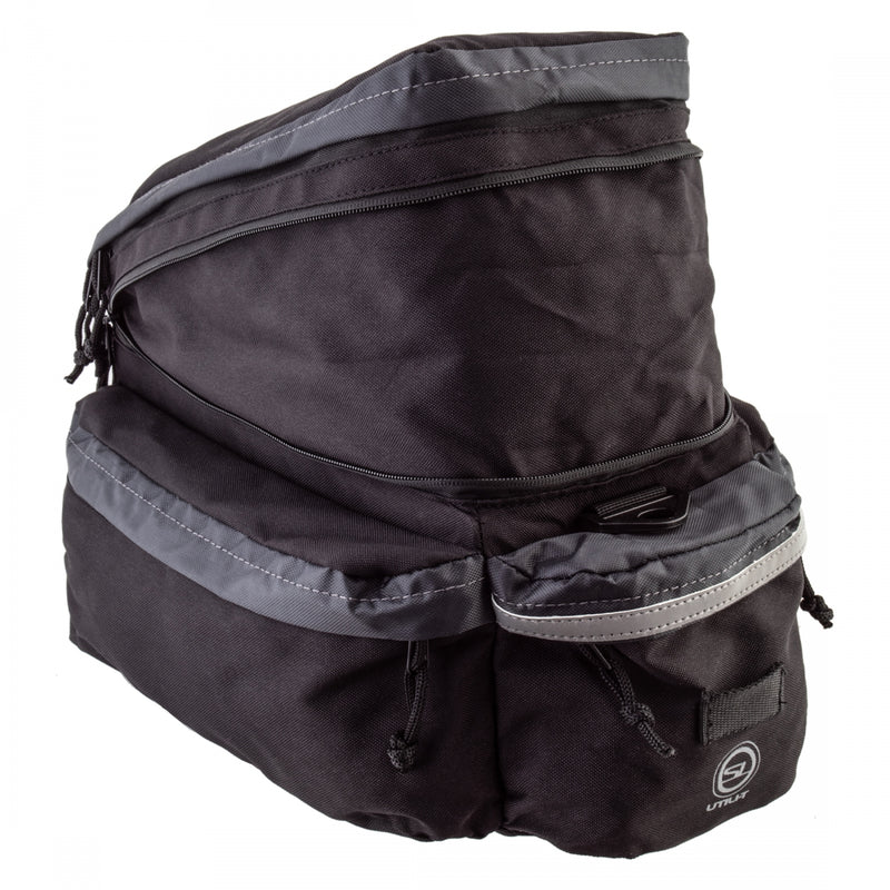 Load image into Gallery viewer, Sunlite Utili-T Rack bag II Expandable Black/Grey 14.5x9.5x8in Velcro Straps
