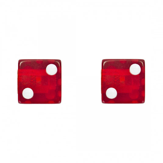 Pack of 2 Trik Topz Valve Caps Dice Clr Red SV