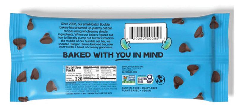 Load image into Gallery viewer, Bobo's Stuff'd Peanut Butter Chocolate Chip Bar - A Deliciously Filled Snack! Pack of  12
