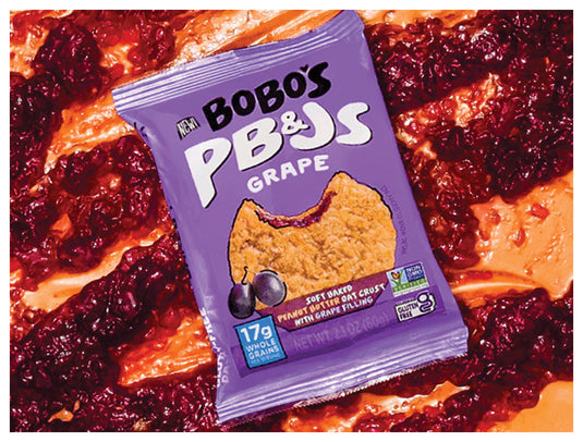 Bobo's Grape PB&J Oat Bar - A Delicious and Nutritious Snack! Pack of  12