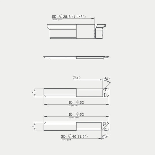 Acros Headset Bearing Set, IS52 1-1/8" (ICR) 45/45 Deg