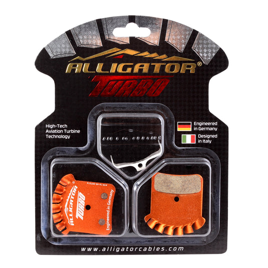 Alligator Turbo Shim Organic Brake Pads for Shimano D-Type 4-Piston & TRP Quadiem, Heat Dissipating, Lightweight, High-Performance Cycling Brake Components