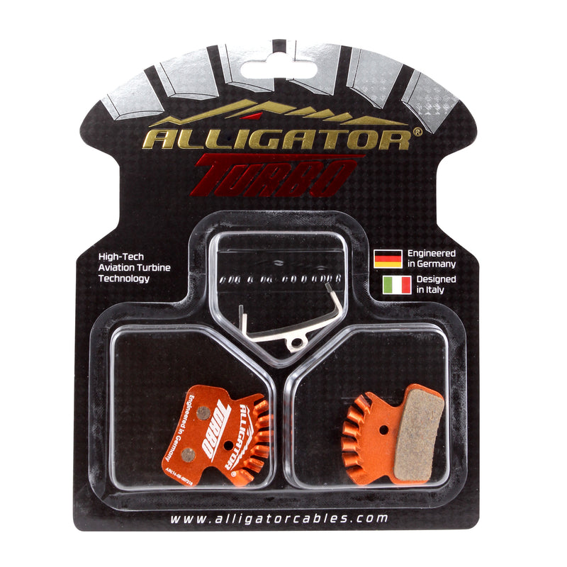 Load image into Gallery viewer, Alligator Turbo Disc Brake Pads for SRAM Guide G2/Trail &amp; Avid XO/7/9 Heat Dissipation, Lightweight Alloy Backing, Organic Compound, Designed for High-Performance Mountain Bike Braking
