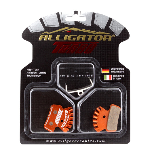 Alligator Turbo Disc Brake Pads for SRAM Guide G2/Trail & Avid XO/7/9 Heat Dissipation, Lightweight Alloy Backing, Organic Compound, Designed for High-Performance Mountain Bike Braking