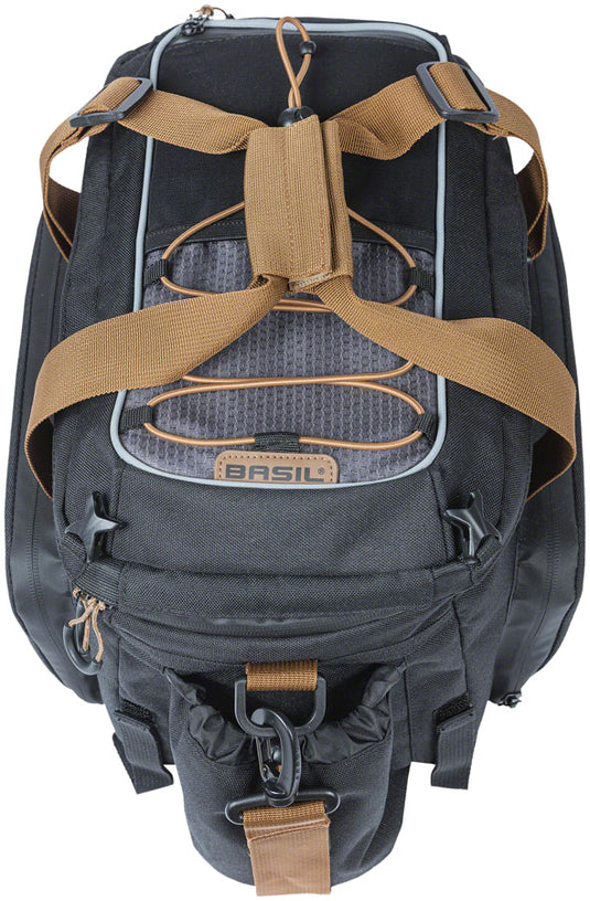 Basil Miles XL Pro Trunk Bag - 9-36L, Strap Mount, Black/Brown