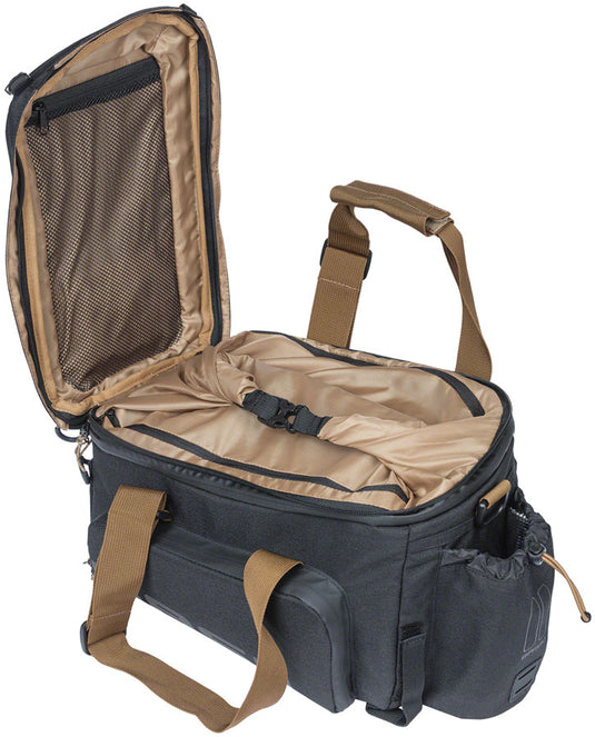 Basil Miles XL Pro Trunk Bag - 9-36L, Strap Mount, Black/Brown