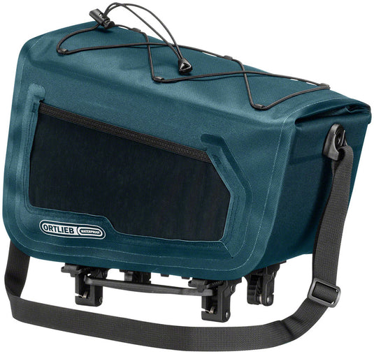 scotchlite fahrradtasche Ortlieb E-Trunk Rack Bag 10L Waterproof Petrol with Quick-Release Top-Lock Adapter, Reflective 3M Scotchlite, Bike Tour Storage & Bottle Mount