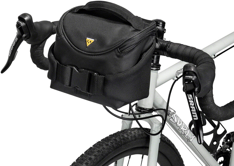 Load image into Gallery viewer, Topeak Compact Handlebar Bag Fanny Pack Includes Fixer 8 Rain Cover Black
