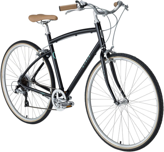 Civia Lowry 7-Speed Step-Over Bike - 700c, Aluminum, Black Jelly Bean/ Mint Green, Large