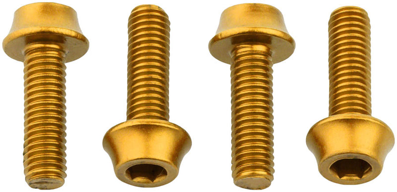 Load image into Gallery viewer, Pack of 2 Wolf Tooth Water Bottle Cage Bolts, M5x15mm, 4 Piece, Aluminum, Gold
