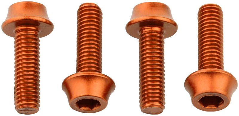 Load image into Gallery viewer, Pack of 2 Wolf Tooth Water Bottle Cage Bolts, M5x15mm, 4 Piece, Aluminum, Orange
