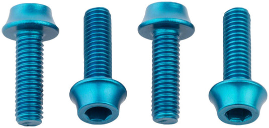 Pack of 2 Wolf Tooth Water Bottle Cage Bolts, M5x15mm, 4 Piece, Aluminum, Teal