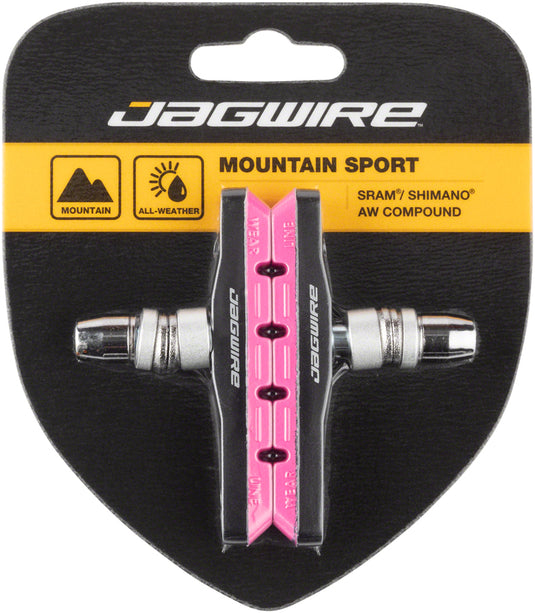 Pack of 2 Pairs Jagwire Mountain Sport V-Brake Pads Threaded Post Pink
