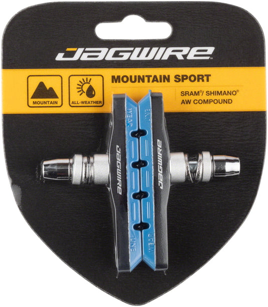 Pack of 2 Pairs Jagwire Mountain Sport V-Brake Pads Threaded Post Blue