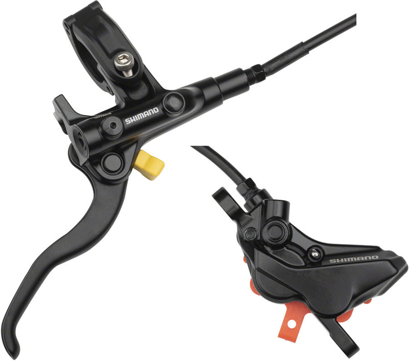 Load image into Gallery viewer, Shimano Deore Hydraulic Disc Brake Bundle 4-Piston Front &amp; Rear Levers, Post Mount, Mineral Oil, Black
