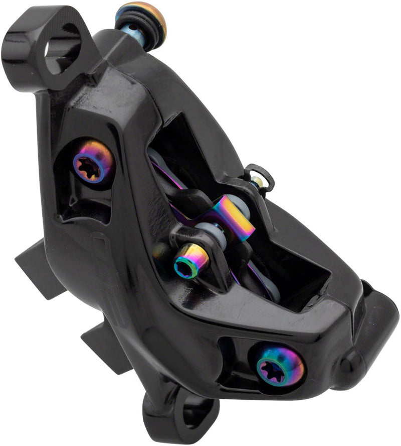 Load image into Gallery viewer, SRAM G2 Ultimate Disc Brake Caliper Assembly - Post Mount, Gloss Black with Rainbow Hardware, A2

