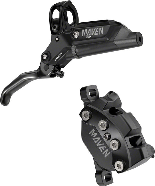 SRAM Maven Silver Hydraulic Disc Brake Front & Rear Bundle 4-Piston, Post Mount, Aluminum Levers, Black