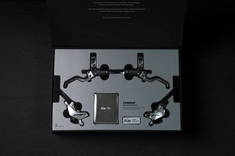 Load image into Gallery viewer, TRP EVO PRO HD-M9040 40 / 20 Anniversary Edition Disc Brake and Lever Set - Silver Limited Edition, Front/Rear Set
